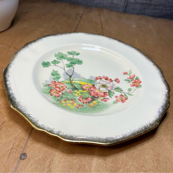 Alfred Meakin English Meadow 6.5” Plate Made in England, 18 Karat Gold Border - Picture 2 of 5